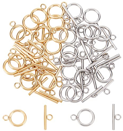 UNICRAFTALE 30 Sets 2 Farben Kippverschlüsse 304 Edelstahl Schmuck Verschlüsse Metall IQ Kippverschlüsse Tbar Verschlüsse Armband Ketten Verschlüsse Für DIY Halskette Armband Schmuckherstellung