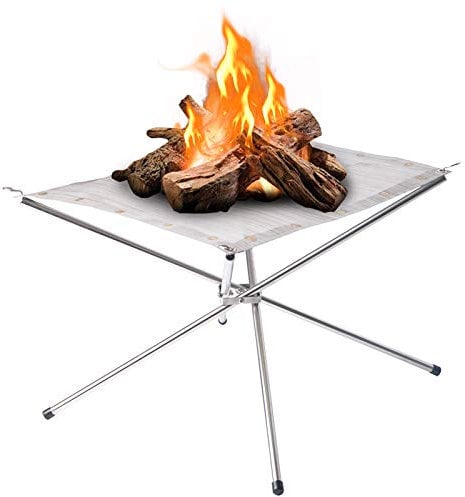 Tragbare Feuerstelle für den Außenbereich, zusammenklappbarer Stahlgitterkamin, perfekt für Camping, Hinterhof und Garten, Tragetasche im Lieferumfang enthalten, 55,9 cm