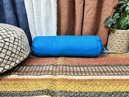 Saffron Handcrafts Baumwolle 240 TC – Nackenrolle, abnehmbarer Bezug für Nackenrolle, Beinablage, Yoga-Übung, Meditation, Bett, Sofa, Couch (Türkisblau, 20 x 60 cm)