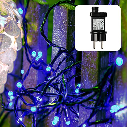hellum LED Lichterkette Außen mit Timer, 7,9m 80 LED, Lichterkette blau strombetrieben mit Stecker, Weihnachtsbaumbeleuchtung mit Kabel in grün <59 lm 577358