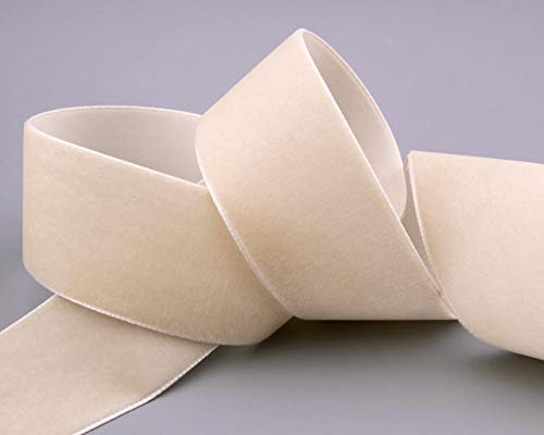 finemark 3 m x 36 mm Samtband Puder (427 beige) Dekoband Velour einseitig Samt festkantig Velvet Ribbon zum nähen dekorieren
