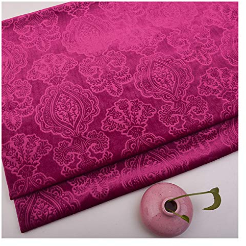 Blumenmuster Samtstoff Meterware 145 Cm Breit Blumen Dekorativen Samtstoff Möbelstoff, Polsterstoff für Polsterung, DIY Handwerk, Vorhang, Wohnkultur(Color:rosarot)