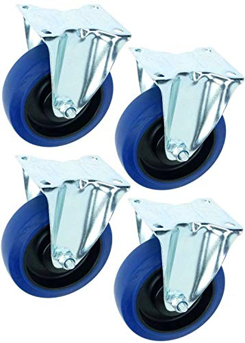 4 Stück 125 mm BLUE WHEELS Bockrollen Transportrollen Lenkrollen Schwerlastrollen 165 kg/Rad Blau - INDUSTRIEQALITÄT ECO (4 x Bock)
