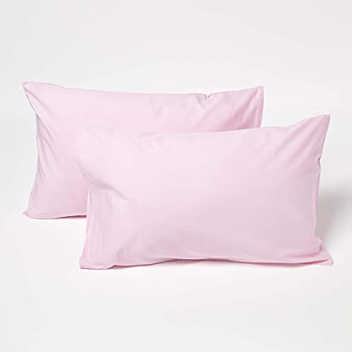 HOMESCAPES 2er-Set Kinder-Kissenbezüge 40x60 cm rosa, Perkal Kissenhüllen 100% ägyptische Baumwolle, Fadendichte 200