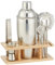 Amazon Basics Set cocktail 8 pièces en inox avec support en bois
