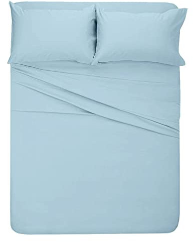 RV Kingsize-Bettlaken, 72x80, langstapelig, weich, 100 % ägyptische Baumwolle, 400 Fadenzahl, 4 Stück bis zu 38.1 cm tiefe Tasche, Baumwolle, für Wohnmobil-King-Matratzen (massives Himmelblau)