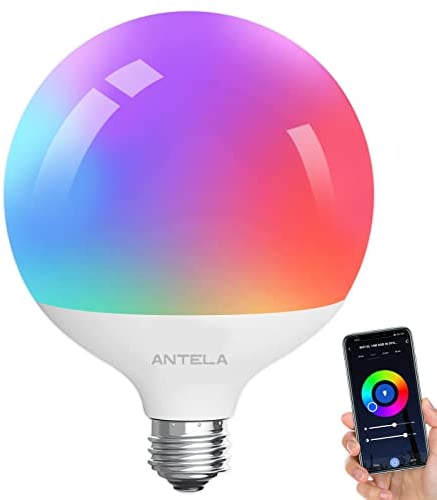 ANTELA Lampadine Alexa Inteligente WiFi G120 E27 1PCS, Dimmerabile Lampadina LED Smart 15W 1521ML, RGB & 2700K-6500K bianco freddo caldo, compatibile con Alexa/Google Home