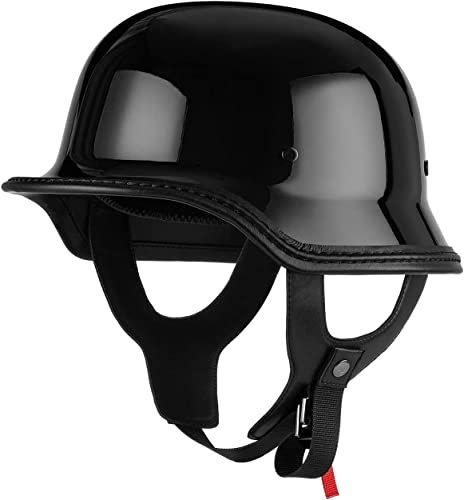 Stahlhelm Zweiter Weltkrieg Schutzhelm Half Face Motorradhelm Deutscher Motorradhelm für Chopper Cruiser Bike B,Medium