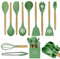 Juego de utensilios de cocina,13 juegos de silicona de cocina resistente al calor, con bandeja, juego de espátula de cocina con mango de madera (verde aguacate)