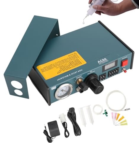 ECUTEE Auto Klebstoffspender Auto Glue Dispenser Machine 220V Digital Display, Solder Paste Liquid Dropper Controller 983A Automatischer Dispenser Lotpaste