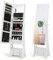 COSTWAY Armoire à Bijoux avec Miroir Pleine Longueur, Organisateur de Bijoux avec Miroir & Lumières LED Intégrées, Étagère de Maquillage Pliable, Angles d'Inclinaison Réglables, Blanc (Blanc)