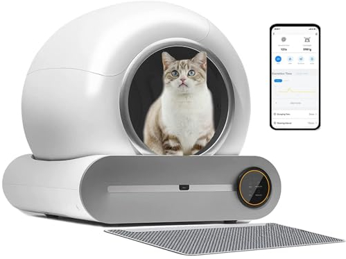 Arenero Gatos Cubierto Autolimpiable 65 L + 9 L De Gran Capacidad, Control De App, Desodorante IóNico Arenero De Gato Inteligente, Areneros Gato para Varios Gatos