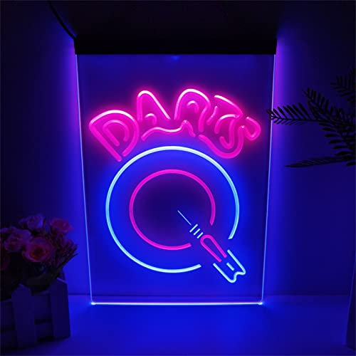 FINOTI Darts, bar, pub, neon sign club games, LED neon sign with 2 colour displays, bar, pub, restaurant, club, entertainment venue, ambience decoration with chain, B, 15.7 x 23.6 inches