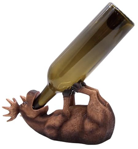Wowser Elch Weinflaschenhalter, einzigartige Heimbar-Dekoration, Weinzubehör mit rustikalem Charme, Küchen-Wein-Organizer, 25,4 cm