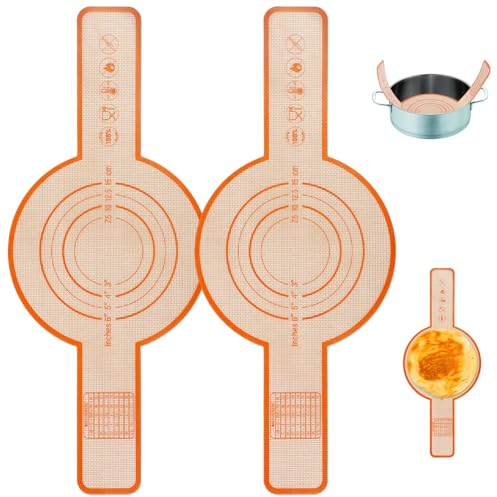 2 Pièces de Baking Mat, Écharpe à Pain Multifonction en Silicone Tapis de Cuisson en Fibre de Verre avec Longues Poignées Outils de Cuisson Antiadhésifs et Réutilisables