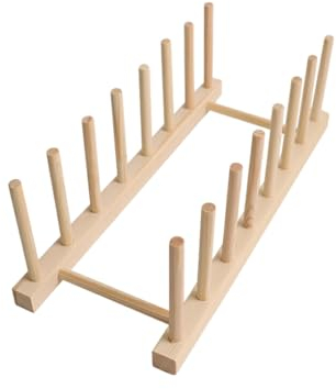 WNDUOKXH Support de couvercle de casserole de cuisine multifonctionnel, élégant, pratique et peu encombrant, supports de rangement en bois pour casseroles de cuisine durables, 7 grilles