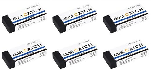 TOMBOW 6 Radiergummis PVC ohne Latex MONO Dust Catch schwarz