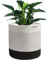 KMERCE Grand Pot de Fleurs Tressé, Cache Pot Plante Interieur, Panier à Plantes en Corde de Coton pour décoration Intérieure, Panier de Rangement pour Jouets, Vêtements - Diamètre 30cm (Blanc+Noir)