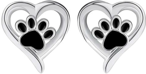 Yinsen Hundepfote Ohrringe Silber 925 Damen, Herz Schmuck Geburtstag Geschenke für Frauen Tochter