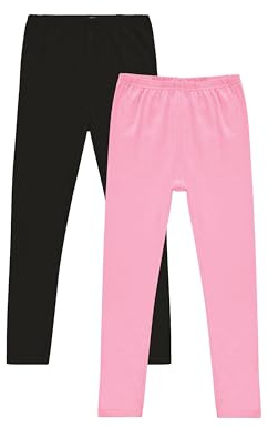 Pink Angel 2-Pack Toddler and Big Girls Leggings: Pink Cotton Spandex Stretch Pants for Kids – School, Dance, Yoga, and Ballet Clothing