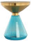 Qiyano Nekeo Beistelltisch Blau - Retro-Design, Glas, Handgefertigt, Goldene Metallplatte, Ablage, Rund, Wohn- Schlafzimmer, Modern, Pflegeleicht
