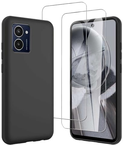 JDXHFF Hülle Kompatibel mit HMD Pulse Pro/HMD Pulse/HMD Pulse Plus (6.56) und 2 Stück Schutzglas Gehärteter Film Displayschutzfolie - Schwarz Weich Silikon Schutzhülle Flexibel TPU Tasche Case