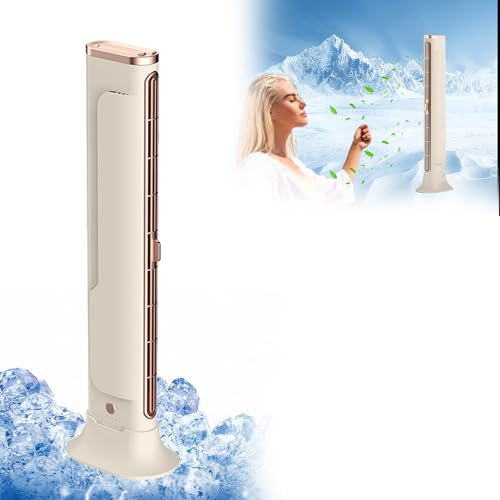 UoQo Portable Air Conditioner Tower fan Bladeless Outfany Cooling Ace Desktop Hanging Screen Portable AC with Quiet Rechargeable 3 Wind Speeds Portable Air Cooler with 360° Oscillating