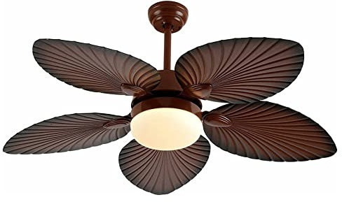 Pendant Lights , ModernChandelier, Tropical Style Quiet Ceiling Fans with Light 5 Palm Leaf Shaped Blades Ceiling Fan Chandelier Large Metal Fixture Home Decor for Bedroom Home Office Restaurant Bar C