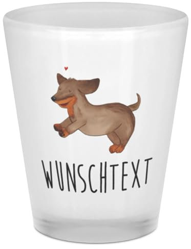 Mr. & Mrs. Panda Personalisiertes Schnapsglas Hund Dackel - Personalisierte Geschenke, Schnapsglas mit Namen, Dachshund, personalisierte Pinnchen,