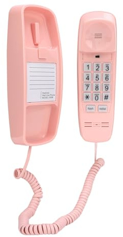 Schnurgebundenes Telefon für Festnetztelefon für zu Hause, Wandtelefon mit Bigbutton Lautstärkeregelung, Seniorentelefon für die Inneneinrichtung (Rosa)