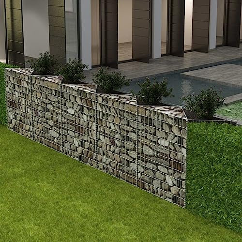 AUVYI Panier en pierre - Décoration de jardin - 300 x 30 x 100 cm - Jardinière surélevée - Gabion - Clôture de jardin - Colonne à gabions - Construction stable - Mur végétal - Gabion en pierre -