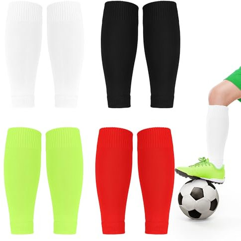 YiliYa 4 paia di Calzettoni Calcio Uomo Senza Piede Tube Calzini da Calcio da Uomo Scaldamuscolo Gambali Calcio Sport per Giochi di Allenamento di Calcio per Pallacanestro Corsa