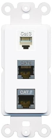 RiteAV 1 Port CAT6-geschirmte CAT7-Telefon-Kupplung, Klinkeneinsatz, Wippmodul, weiblich-weiblich für dekorative Wandabdeckung, Frontplatte [Weiß]