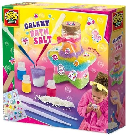 SES Creative – Galaxy – Badesalz-Labor – Basteln für Mädchen – Selbst zusammenstellen mit Badesalz und Glitzer – Ab 8 Jahren