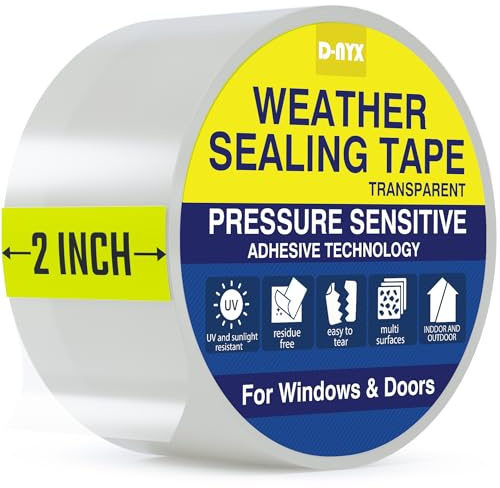 D-NYX Window Sealing Tape 1 Pack Transparent Sealing Heavy-Duty Residue-Free RV Insulation for Doors and Windows, Clear Weather Stripping Draft Isolation Tape (1 Pack 2 inch)