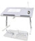 Table de Lit pour Ordinateur Portable, Réglable en Hauteur et Angle, Plateau de Lit, Pliable, inclinable avec Refroidisseur/Ports USB/Tiroir,pour Canapé/Bureau/Sol (52 x 30 cm, Gris Clair)