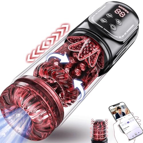 Masturbieren für Männer Masturbator Zungenleck 12s Penispumpe Taschenmuschi | Sex Spielzeug für die Männer 7 Saugen Rotierend Teleskopfunktion, Masturbatoren Vergrößerer APP Control Sex Toys