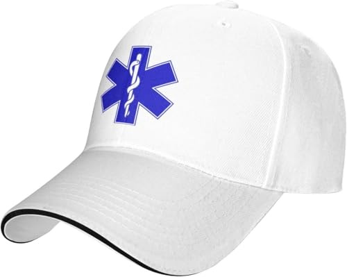 KWQDOZF EMS Schild EMT EmergencyBaseball Cap Herren Damen Duck Tongue Classic Sandwich Hat Plain Black