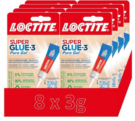 Super Glue 3 Pure Gel - Colle instantanée transparente et puissante - Sans odeur - Formule gel - Pour de nombreux matériaux (8 x 3g)