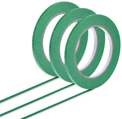 3 Rollen Dünnes Grünes Abdeckband Grünes Malerband Rückstandsfrei Leicht Zu Entfernen, Schmales Farbband Autolackierband Für Heimdekoration Sprühlackierung, Handgefertigtes DIY Zoll X 50 Meter