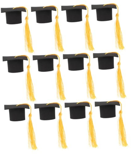 Vaguelly 12stücke Graduation Caps Dekoration Für Kuchen Und Weinflaschen Wiederverwendbare Abschlussfeier Deko Mit Quasten Für Abschlussfeiern Und Feiern