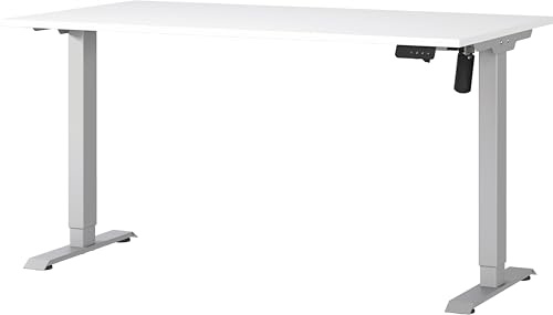 Germania Schreibtisch 8023-639, in Weiß/Silber, elektr. höhenverstellbar, 140 x 119 x 80 cm (BxHxT)