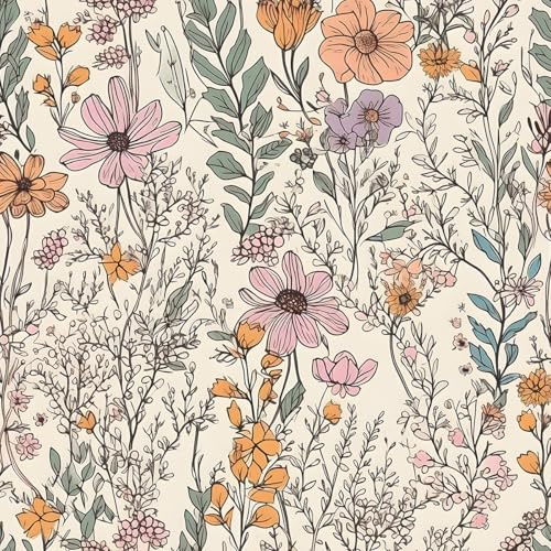Kalafona Peel and Stick Wallpaper,Vintage Floral Wallpaper, Self-Adhesive Wallpaper for Kitchen Bedroom Bathroom Wall Cabinets Drawer Liners, Vinyl Waterproof Contact Paper, 17.3x78.7,UK31-2