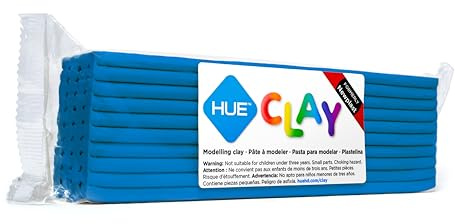 HUE Clay Knete 500g Blau, Nicht trocknende Modelliermasse | Ehemals Newplast, Fest, wiederverwendbar, ölbasiert, einfarbiger Knetblock, Stop-Motion-Animation, Bastler & Bildhauer
