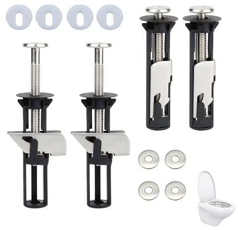 4 Pack Heavy Duty Toilet Seat Fastener Bolt Kit, Universal Toilet Seat Fittings and Screws, Replacement Stainless Steel Easy Installation Maintenance Toilet Seat Fixings for Top Lid Hinges