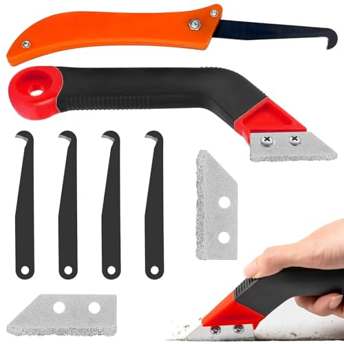 8 raspadores de juntas, raspadores de juntas revestidas, rascador de juntas revestidas, herramienta raspadora de juntas con 7 cuchillas de repuesto, raspador de afeitar de limpieza para revestimiento
