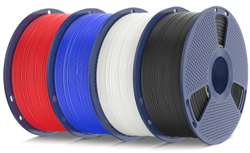 SUNLU 4KG TPU Filament TPU 95A, Flexible 3D Drucker Filament TPU Filament 1.75mm, Hochgeschwindigkeits 95A TPU 1KG pro Spule (2,2 lbs) für Meisten 3D Drucker, Schwarz/Weiß/Blau/Rot Insgesamt 4000g