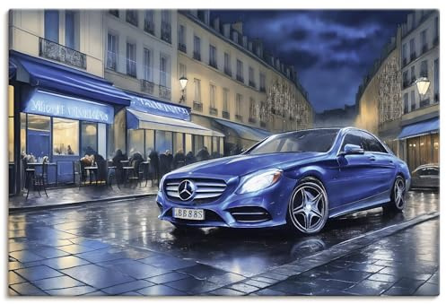 ARTLAND Wanddeko Leinwand Bilder Wandbild 30x20 cm aesthetic room decor Sportwagen Auto Klassiker Mercedes U5PT