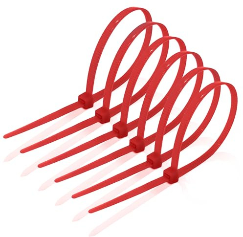 Kabelbinder 100 Stück Rot 300 mm x 4,6 mm Nylon hohe Zugfestigkeit kleine Kabelbinder Set selbstsichernd robust wetterfest PACKIVO