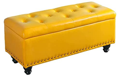 GSACLKES Lagerbänke,Rechteckige Lagerufußhockel Wechsel Schuh Bank Pu Lederkissen Schlafzimmer Bett Ende Hocker Niet Dekoration Lagergewicht 300Kg,Aprikose/Aprikose/100 * 40 * 43 cm